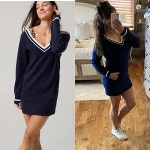Offline by Aerie ChillUp Navy V-Neck Athleisure Dress